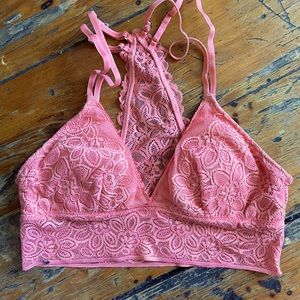 Aerie Coral Pink Lace Bralette XSMALL